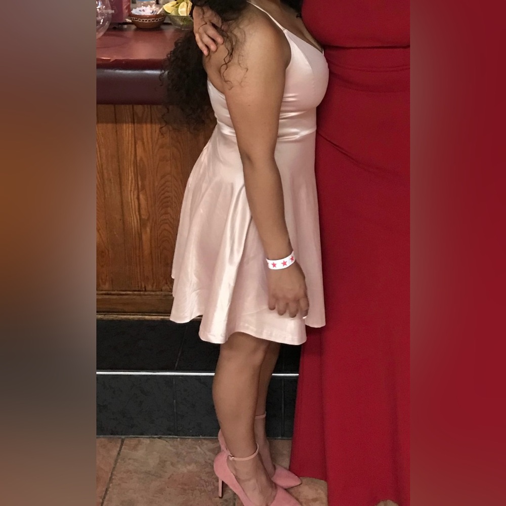 Blush pink mini dress